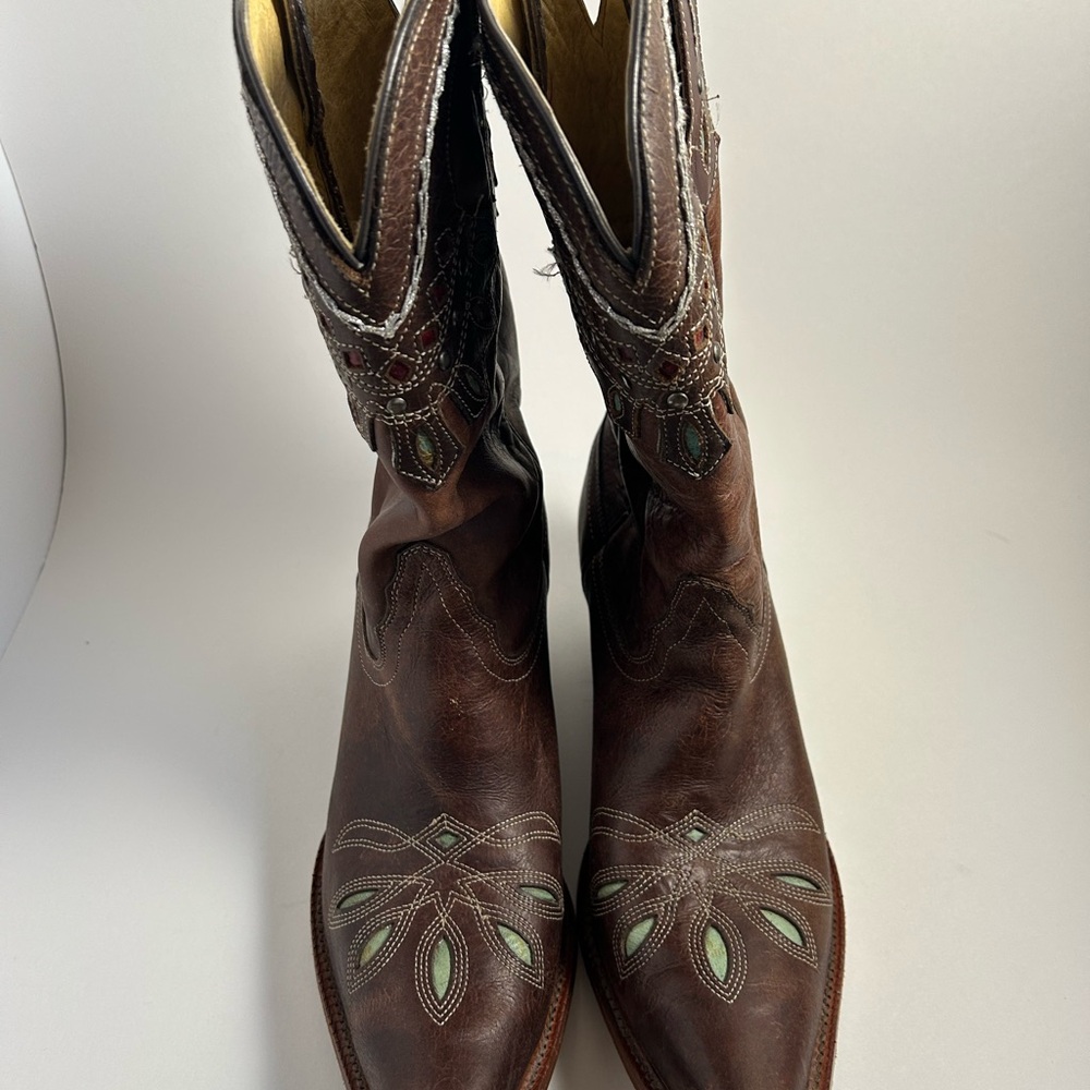 Tony Lama Dark Brown Embroidered Boots